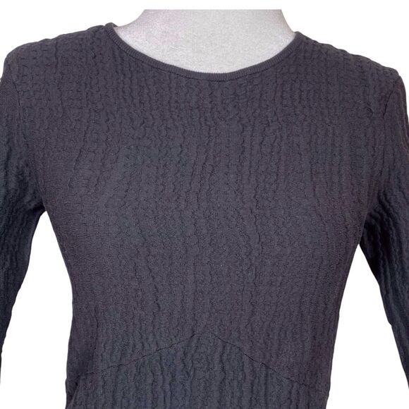 & OTHER STORIES Textured Fit & Flare Dress Size Medium 3/4 Sleeve Black LBD EUC - Picture 7 of 16